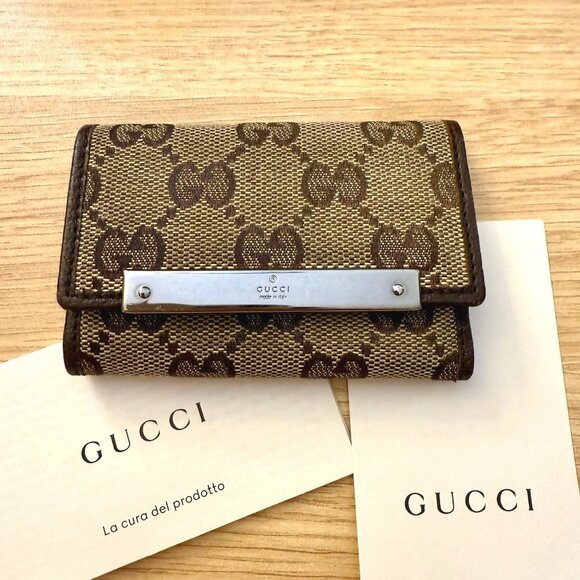 Vintage Gucci GG Canvas and Faux Leather Key Holder Wallet Serial Code Pamphlet - Picture 3 of 17